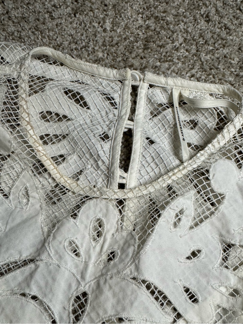 By Anthropologie Lace Detail Blouse | Small | Ivory - Picture 13 of 13